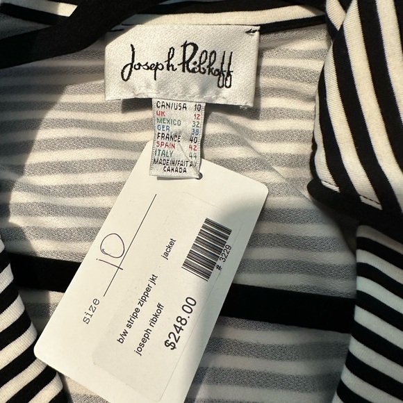 Joseph ribkoff, b/w stripe zipper jacket NWT - Picture 3 of 3